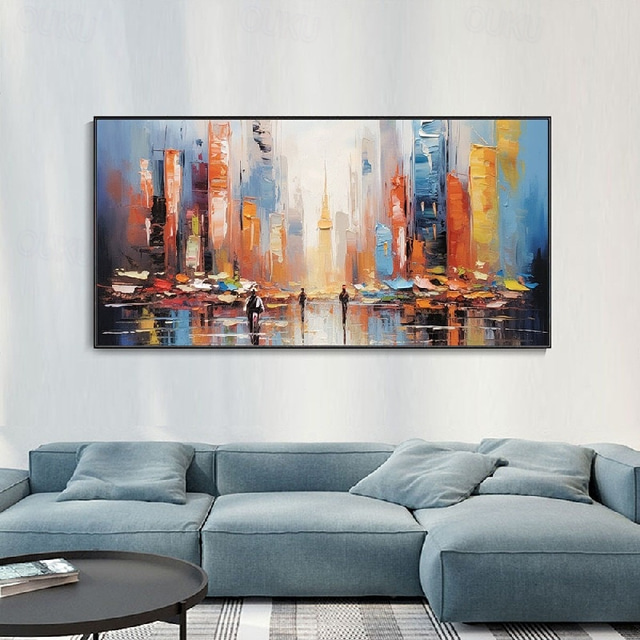  Rain Day Painting hand painted Street Scenery Painting Impressionism Painting city art painting hand painted Urban wall art oil painting hand painted Modern city painting Wall art decor