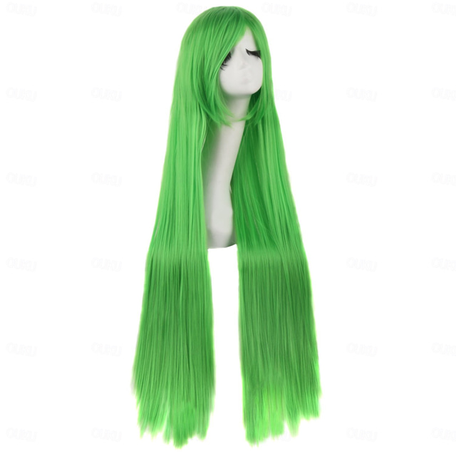  40 Inch 100 cm Oblique Bangs Anime Costume Long Straight Cosplay Wig Party Wig Halloween Wigs