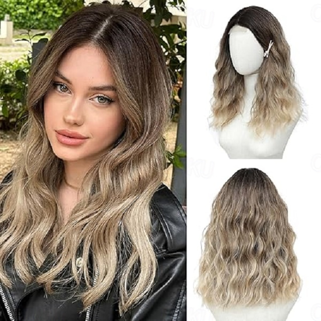  Wig Medium Length Wigs for Women Middle Part Synthetic Hair Wavy Wig with Upgraded Strands Natural Hair Wig for Daily Party/Carnival Use