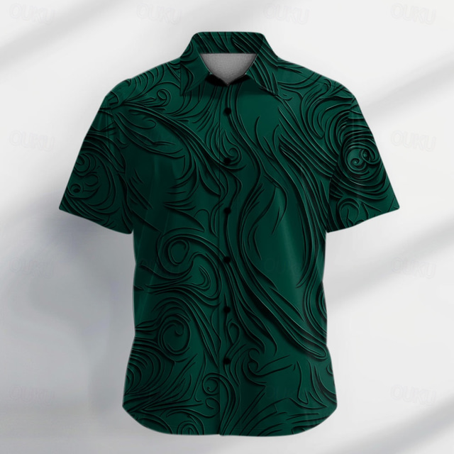  Per uomo Camicia Camicie Pop art Feste Giornaliero Nero Viola Verde Manica corta Collo ripiegabile Estate Abbigliamento Bottoni