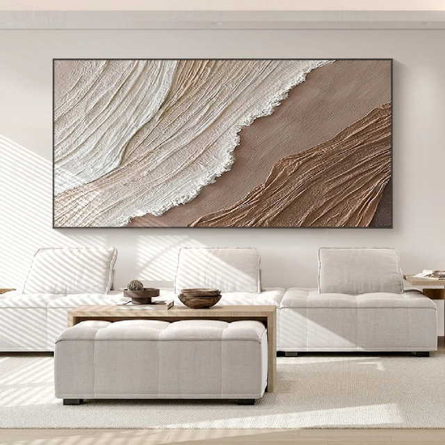  pintura 3d bege marrom artesanal marrom wabi sabi obra de arte pintura a óleo pintada à mão pintura a óleo texturizada pintura a óleo bege marrom arte abstrata em tela moderna arte de decoração