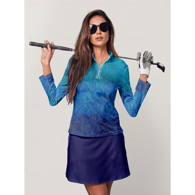  Women's Golf Polo Shirt Blue Short Sleeve Top Ladies Golf Attire Clothes Outfits Wear Apparel