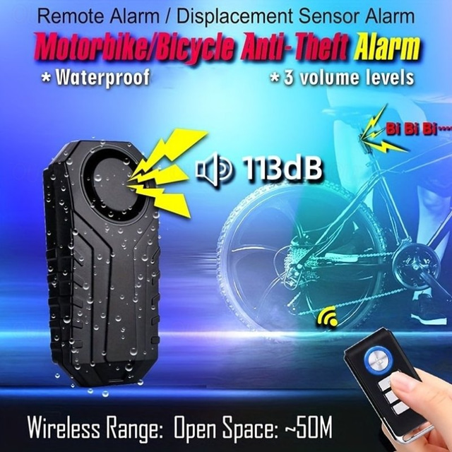 Waterproof Wireless Bicycle Alarm with Remote Control Electric
