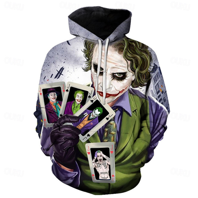  Art the Clown Hoodie Cartoon Manga Anime 3D Front Pocket Graphic Kangaroo Pocket For Couple's Men's Women's Adults' Halloween Carnival Masquerade 3D Print Casual Daily
