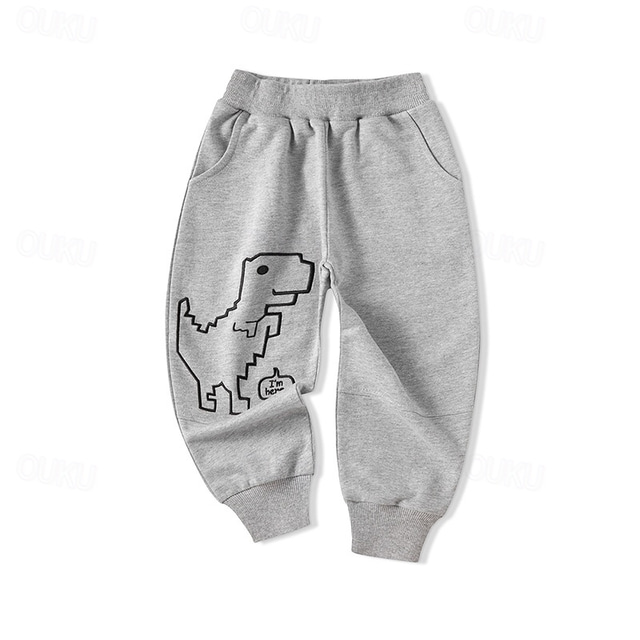  Boys 3D Cartoon Dinosaur Pants Sweatpants Spring Fall Active Basic Kids 4 years+ Outdoor Sport Casual Regular Fit