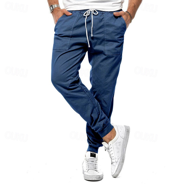  Men's Sweatpants Joggers Trousers Pocket Drawstring Elastic Waist Plain Comfort Sports Outdoor Daily Fashion Casual Black White Micro-elastic