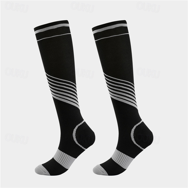  Compression Socks Athletic Sports Socks Running Socks 1 Pair Color Block Men's Tube Socks Anti-Slip Breathable Sweat wicking Comfortable Gym Workout Basketball Running Jogging Cycling Sports Color