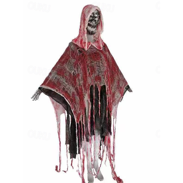  Ghost Grim Reaper Cosplay Costume Party Costume Hooded Cloak Adults' Men's Women's Outfits Scary Costume Performance Party Halloween Masquerade Mardi Gras Easy Carnival Costume