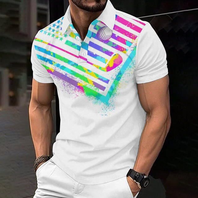  Men's Veterans Patriotic Short Sleeve Polo Shirts Casual Daily Wear Spring & Summer White