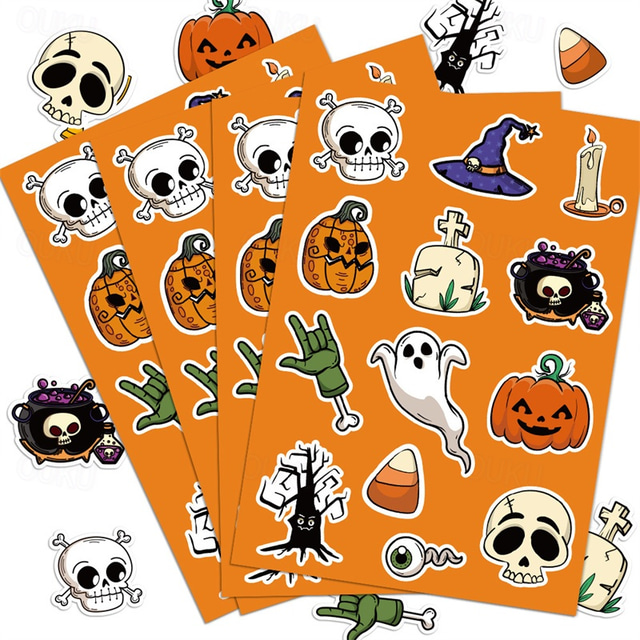  24PCS Halloween Party Decoration Alien Stickers Personalized Decoration Guitar Notebook Luggage DIY