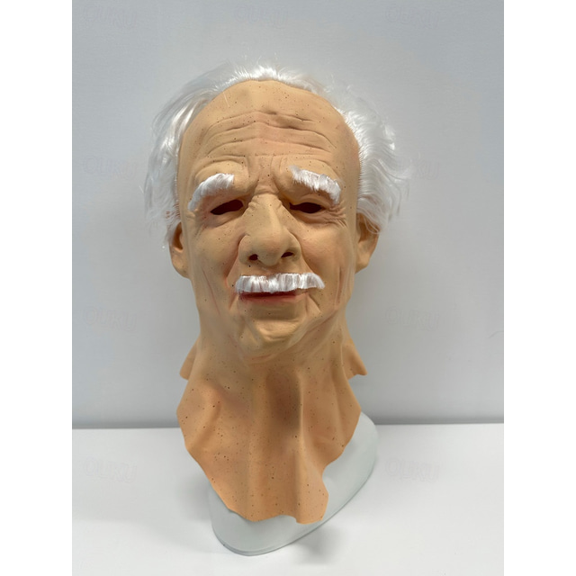  maska starého muže realistická maska horor pro dospělé pánské šedé / bílé lepidlo cosplay doplňky maškarní kostýmy