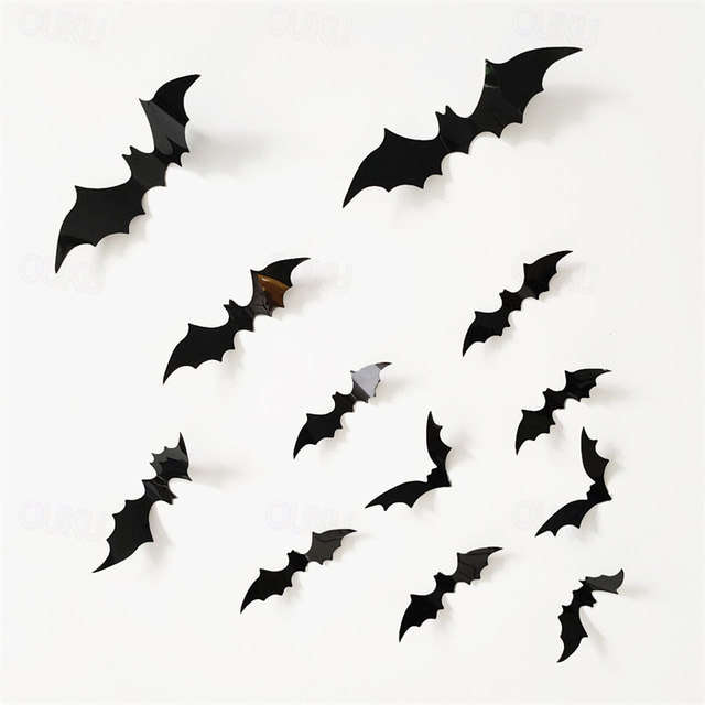  12 Pack PVC Bat Sticker Spider Sticker 3D Wall Sticker Halloween Party Decoration Ghost Festival Atmosphere Layout