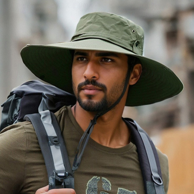  Unisex Sun Hat Bucket Hat Boonie hat Waterproof UV Protection for Fishing Beach Camping / Hiking / Caving Solid Color Polyester Summer Spring