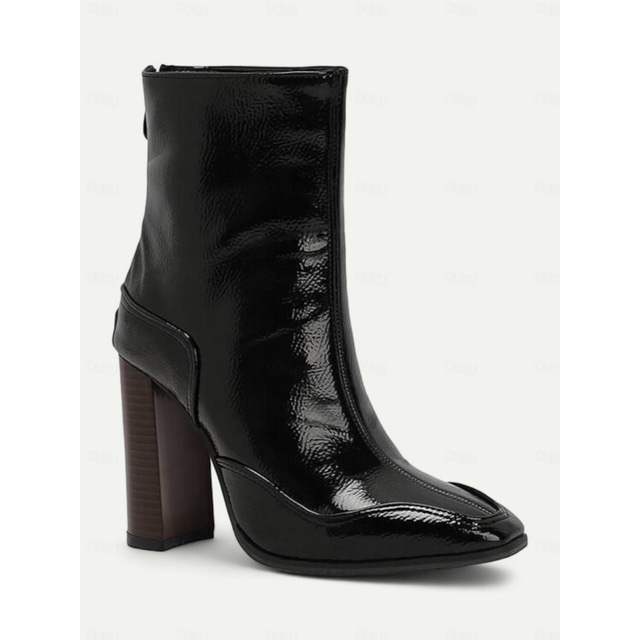  Elegant Brown Leather Ankle Boots with High Heel for Women, Perfect for Office Wear and Casual Outings