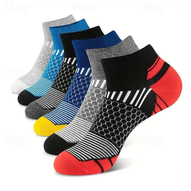  Hombre 6 pares Paquetes múltiples Calcetín Calcetines para correr Calcetines informales Negro Blanco Color Geométrico Deporte Diario Vacaciones Básico Medio Primavera Otoño Moda Casual