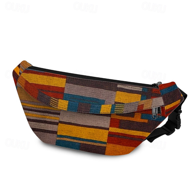  Vibrant Geometric Pattern Fanny Pack – Multicolor Waist Bag for Outdoor Adventures and Festival Wear