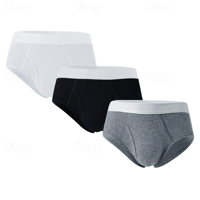  Men's 3 Pack Boxers Underwear Boxer Shorts Patchwork Modal Breathable Soft Comfortable Color Block Mid Rise Black+White+Gray Black