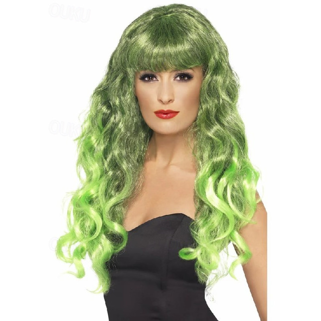  parrucca da sirena verde e nera parrucche da festa di carnevale cosplay