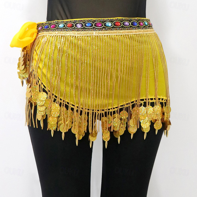  Belly Dance Belt Tassel Splicing Crystals / Rhinestones Women's Performance Training High Polyester