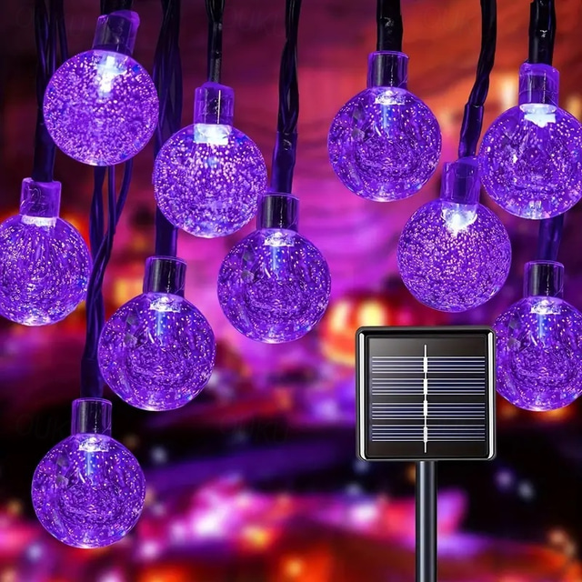  אורות שרשרת סולאריים עבור חוץ 12m 100LED אורות כדור קריסטל עם 8 מצבים שרשרת אורות סולאריים עמידים במים לגינה עצים פטיו מסיבות קישוט חג המולד/להלוואין
