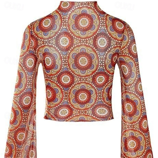 70s Floral Bell Sleeve Top - 2\3XL