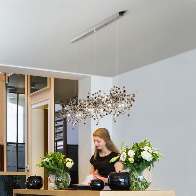  led taklampa 3-färgs ljuskälla 1/3-ljus gör-det-själv rostfritt stål konstnärlig taklampa stål reflekterande bländande lämplig för restauranger sovrum kök garderob klädbutik 110-240v