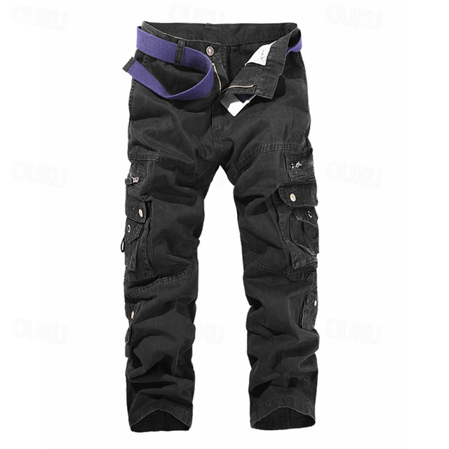  Men's Cargo Pants Tactical Pants Trousers Buttons Multi Pocket Plain Wearable Outdoor Daily Camping & Hiking Fashion Classic ArmyGreen Black