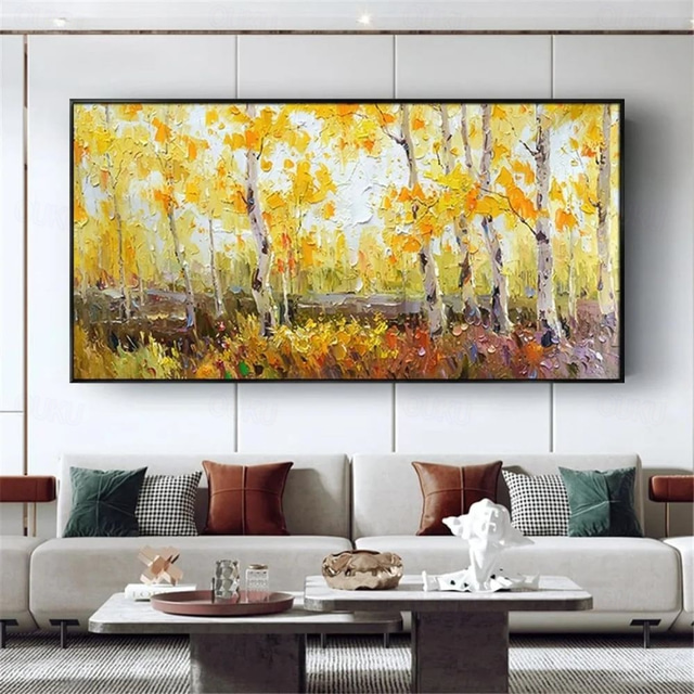 handgemachtes Ölgemälde auf Leinwand, Wandkunst, Dekoration, moderne abstrakte Textur, Ahornhain, Landschaft für Wohnzimmer, Heimdekoration, gerolltes, rahmenloses, ungedehntes Gemälde