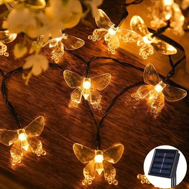  Luci Fairy a Filo Farfalla Solari 6,5m 30 LED Luci Decorative Giardino Esterno Impermeabili Halloween Festa Matrimonio Decorazione Patio