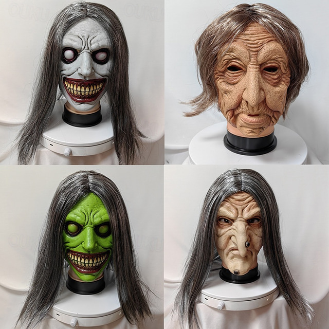  Halloween Witch Scary Smiling Demons Mask Halloween Props Adults' Men's Women's Unisex Horror Scary Costume Halloween Carnival Easy Carnival Costume for Walpurgis Night