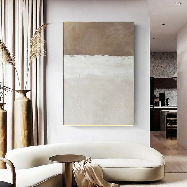 Hand painted abstract grey oil painting Beige Brown Painting Brown wabi sabi artwork Textured Oil Painting Beige Oil Painting brown Abstract oil painting Canvas Art Modern Horizontal decor art