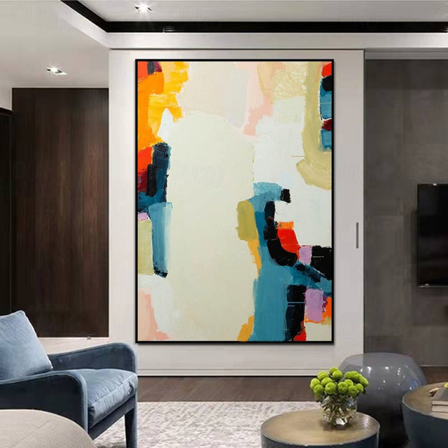  Handmade Oil Painting Canvas Wall Art Decoration Abstract Color Block for Home Decor Rolled Frameless Unstretched Painting