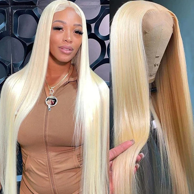  613 Blonde Straight Hair 13x4 Lace Front Wigs Human Hair Pre Plucked with Baby Hair