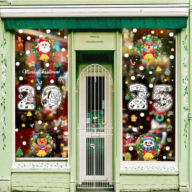 13 Fogli Di Adesivi Natalizi Per Finestre LINSHANMIN – Fiocchi Di Neve, Pupazzi, Babbo Natale, Renne – Decorazioni PVC Fronte/Retro, Riutilizzabili