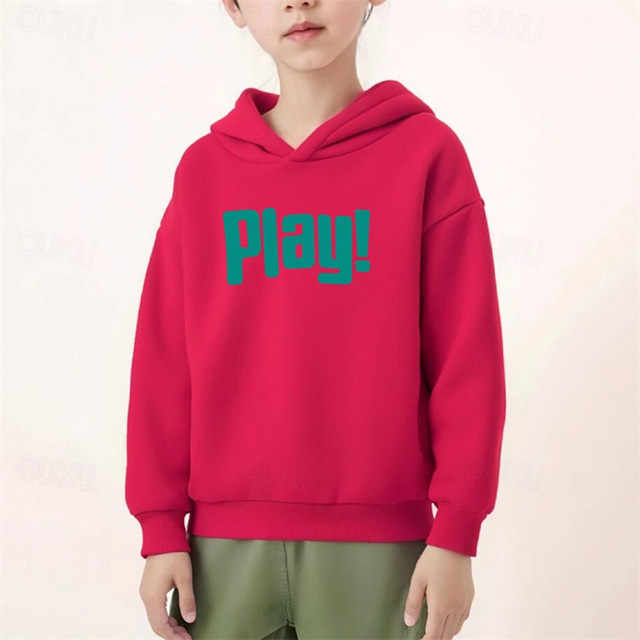  Boys Girls' 3D Letter Hoodie Long Sleeve Fall Winter Fashion Basic Polyester Kids 4-7 Years Hooded Outdoor Casual Daily Regular Fit