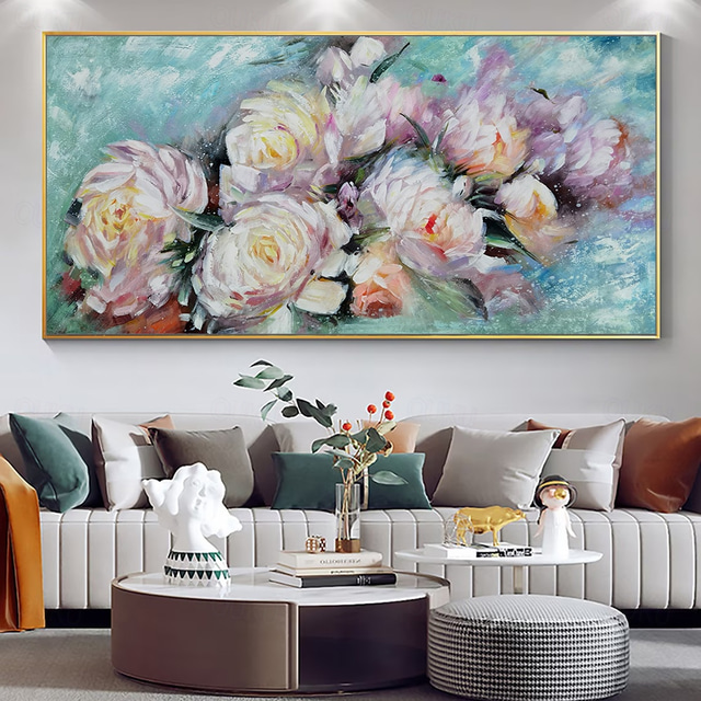  Mintura Handmade Flower Oil Paintings On Canvas Wall Art Decoration Modern Abstract Picture For Home Decor Rolled Frameless Unstretched Painting