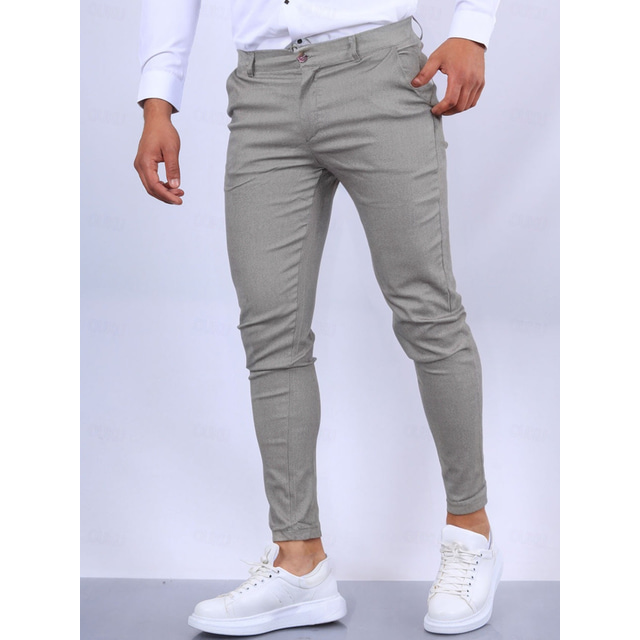  Men's Trousers Chinos Chino Pants Pocket Plain Comfort Breathable Outdoor Daily Going out Fashion Streetwear Black Orange