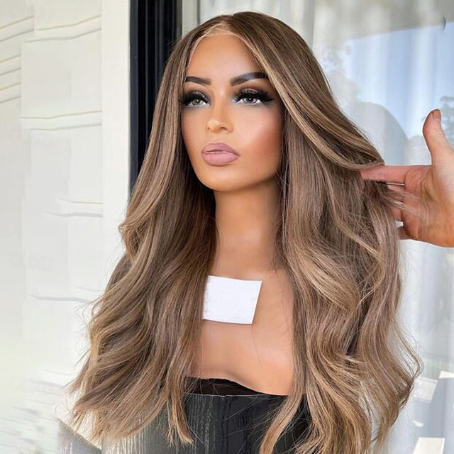  Unprocessed Virgin Hair 13x4 Lace Front Wig Free Part Brazilian Hair Wavy Multi-color Wig 130% 150% Density with Baby Hair Highlighted / Balayage Hair Glueless For Women Long Human Hair Lace Wig