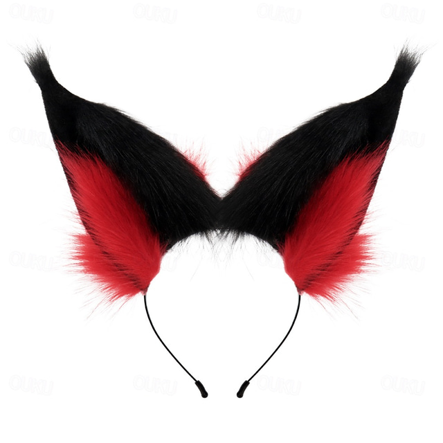  Anime Hazzbin cos Hotel Alastor Cosplay Prop Radio Demon Red Wolf Fox Ears Hairhoop Headwear Headband For Costume Accessories