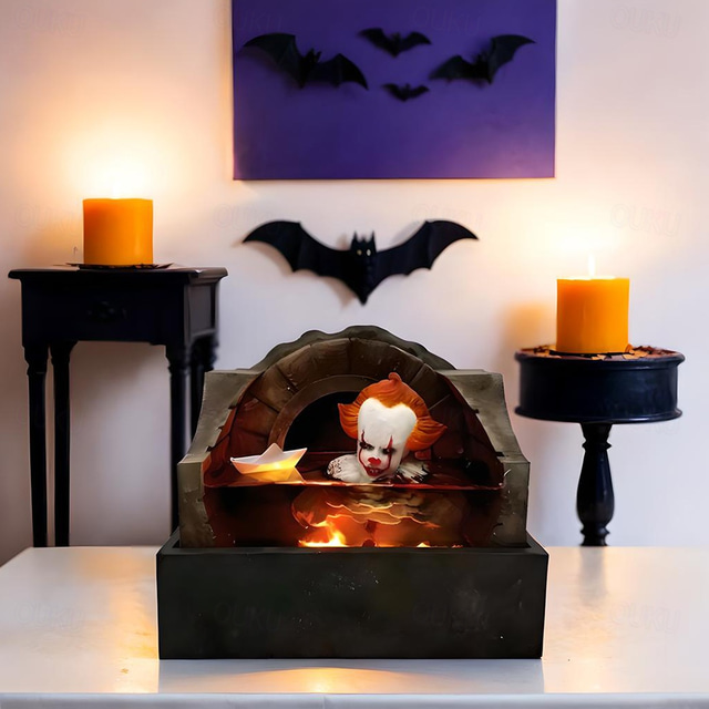  halloween horror resina lámpara decorativa obra de arte decoración de escritorio halloween decorativo venganza joker mujer fantasma iluminador botón decorativo de la batería