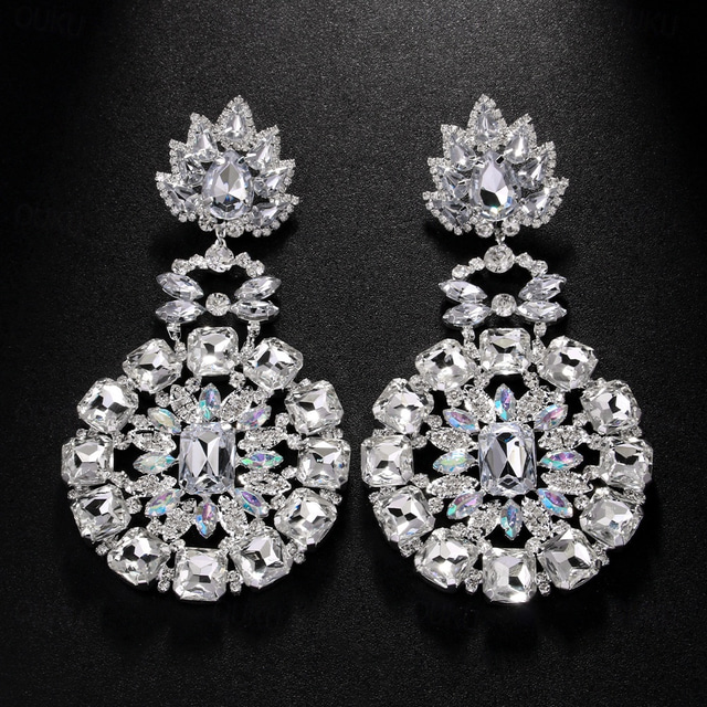  Women's Stud Earrings Drop Earrings Geometrical Snowflake Precious Vintage Statement Imitation Diamond Earrings Jewelry Silver / Golden For Wedding Party 1 Pair