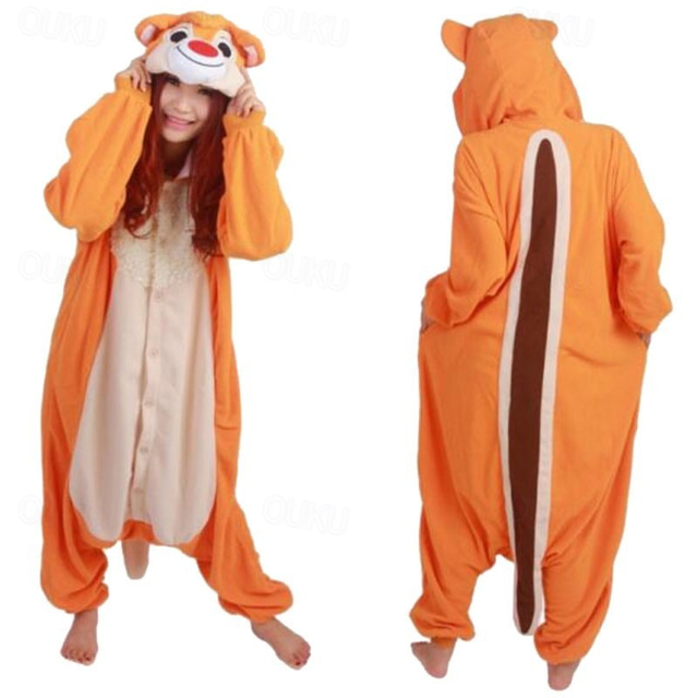  Adults' Animal Onesie Costume Carnival Kings Day Costume Cartoon Chipmunk Onesie Pajamas Kigurumi Pajamas Charm Funny Costume For Men Women