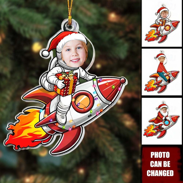  Personalized Photo Christmas Ornaments Acrylic 2D Custom Baby Face Christmas Tree Ornaments Xmas Decoration Hanging Pendant Gifts
