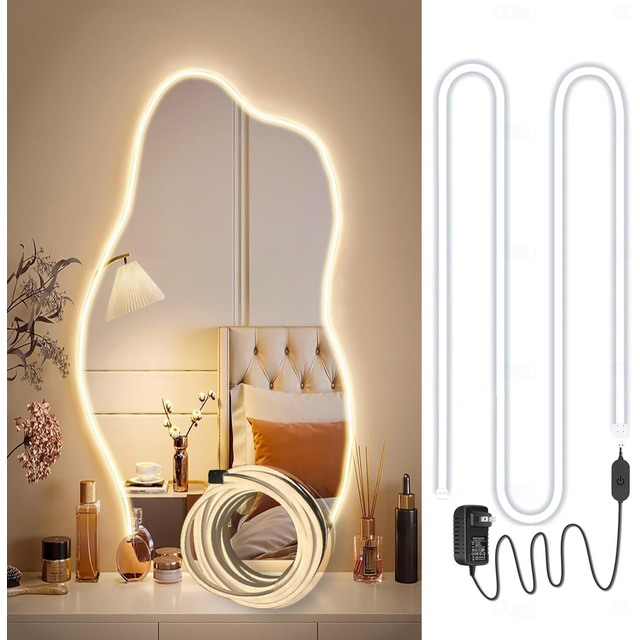  LED Makeup Mirror Light Hollywood Style Makeup Light 6.5-16FT/6000K/3000K Dimmable 12V Adapter/Mirror Strip Light Lighting for Vanity and Bathroom Mirrors