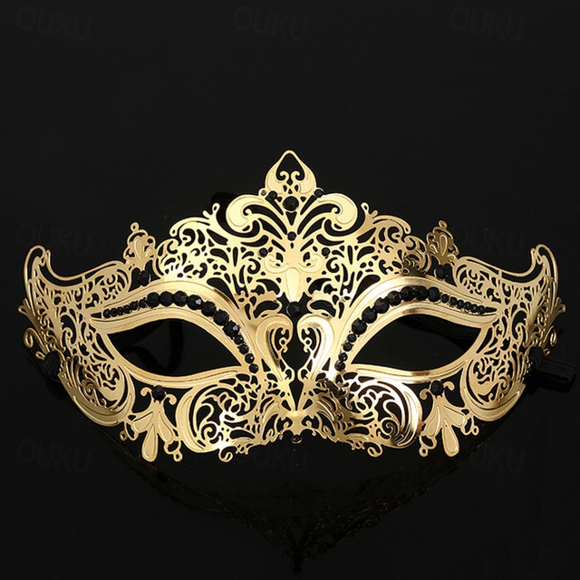  Greek Goddess Roman Carnival Mask Mask Venetian Mask Columbina Adults' Women's Metal Finish Sexy Costume Half Face Party Masquerade Carnival of Venice Halloween Carnival Mardi Gras Easy Carnival
