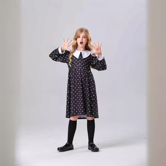  Wednesday Addams Addams family Wednesday Dress Girls' Movie Cosplay Cosplay Masquerade Dailywear