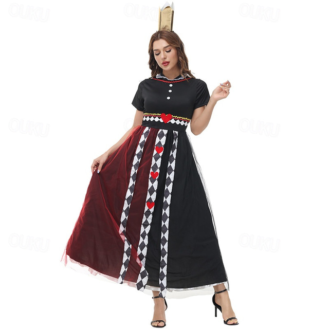  Alice im Wunderland Märchen Herzkönigin Die rote Königin Gift Kleid Cosplay Film Cosplay for Damen Erwachsene Karneval Maskerade Leistung Party / Abend