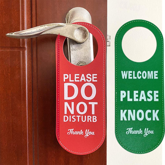  Do Not Disturb Sign Door Hanger Sign PU Leather Welcome Please Knock Sign Ideal for Offices Clinics Law Firms Hotels or during Therapy Massage Spa Counseling Sessions