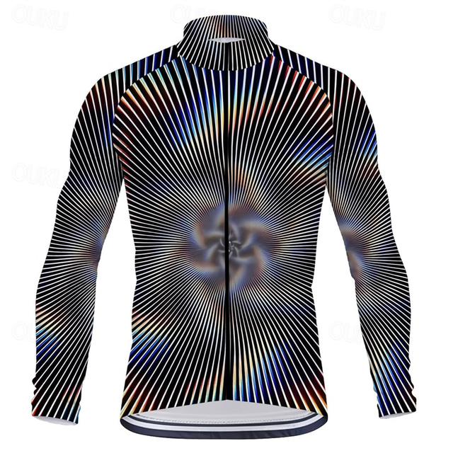  Men's Cycling Jersey Long Sleeve Winter Bike Tee Tshirt Top with 3 Rear Pockets Mountain Bike MTB Road Bike Cycling Quick Dry Front Zipper Wicking Blue Grey 3D Spandex Sports Clothing Apparel