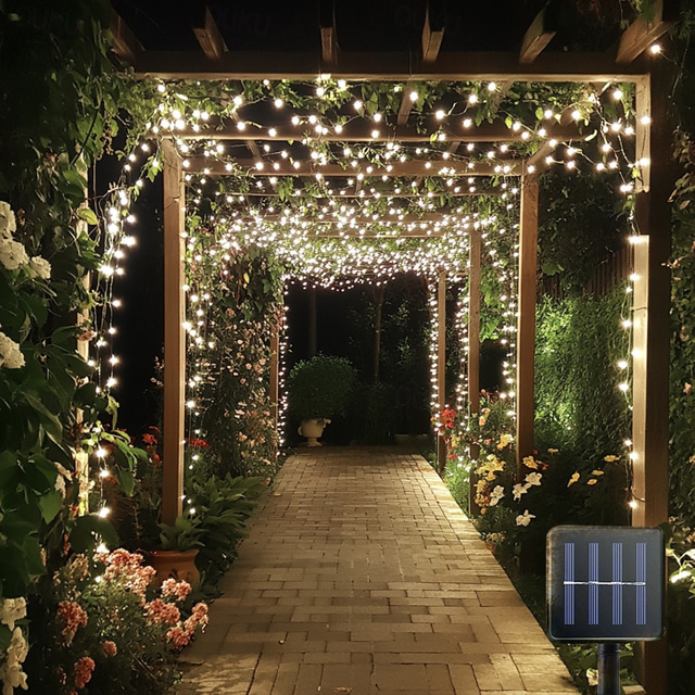  Waterproof Solar LED String Lights, Outdoor Christmas Fairy Lights 5M-20 to 22M-200 LEDs for Garden, Wedding, Party & Holiday Decor